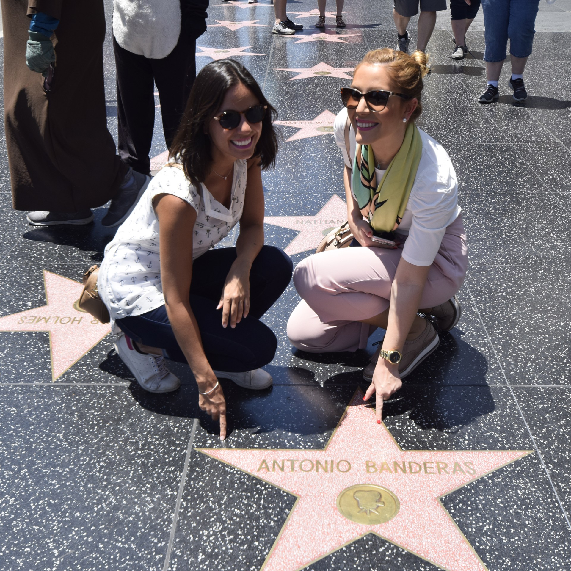 Women Pose with Antonio Banderas' Star on Walk of Fame
